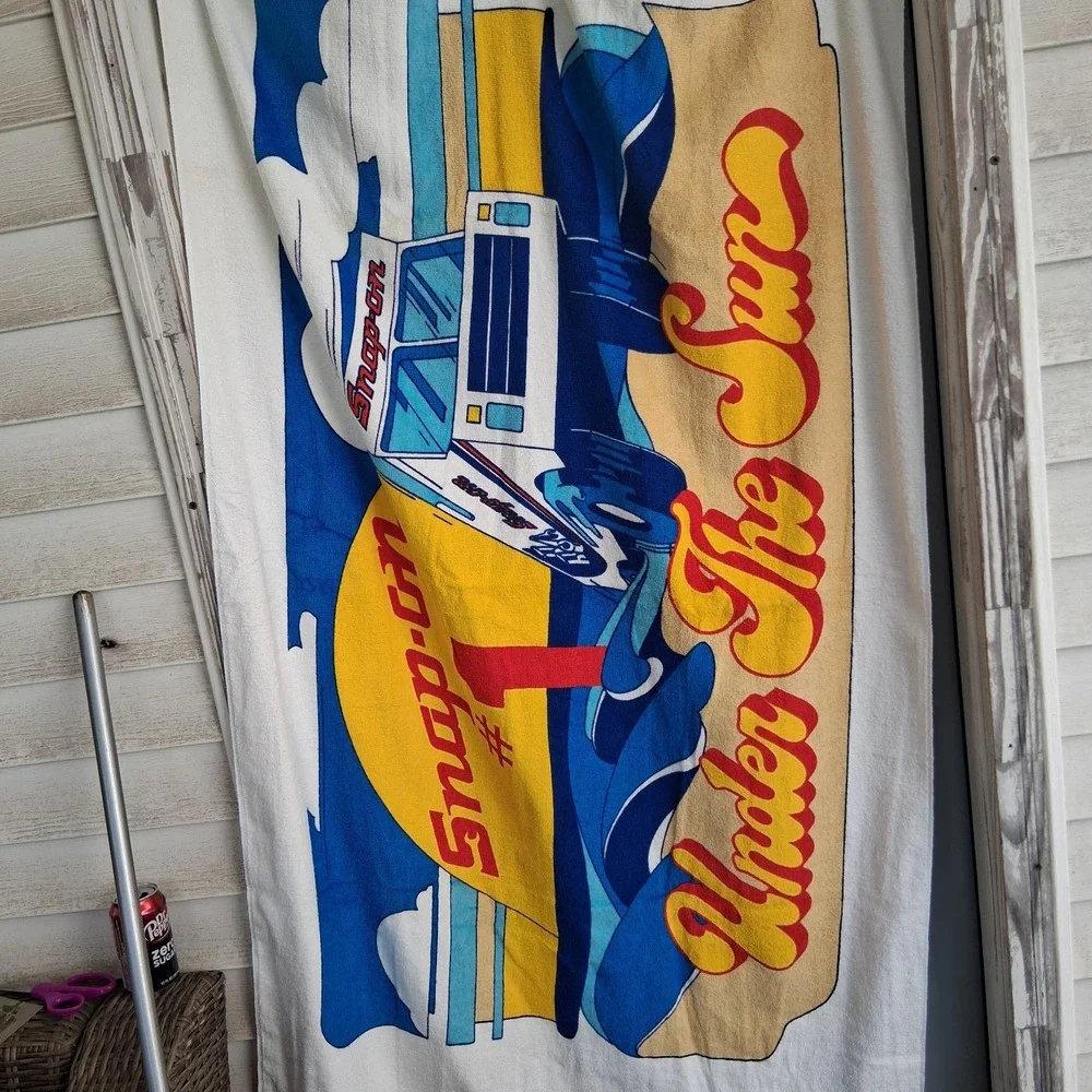 Vintage SNAP ON TOOLS Beach Towel #1 Under The Sun Van Sunset Garage Wall Art